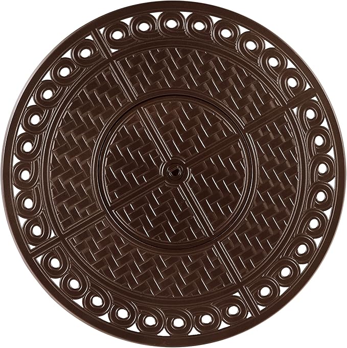 Round 34 in. x 34 in. Aluminum Propane Fire Pit Table with Glass Beads, Two Covers, Lid, 37,000 BTUs in Brown Finish