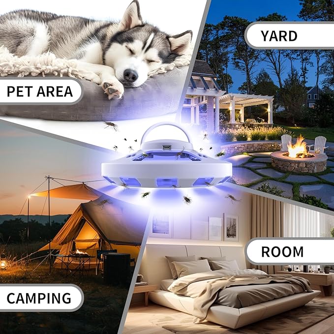 2 Packs Flea Traps for Inside Your Home with 6 Sticky Pads, Fleas Light Traps Kills Fleas in House, Hanging Flea Lamp with USB Cable Pest Control for Bugs Moths Gnats Indoor and Outdoor