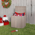 35 Gallon Small Waterproof Outdoor Storage Box, Resin Deck Box Lockable for Patio Furniture, Garden Tools, Pool Accessories, UV-Resistant for All Weather Use, Greige