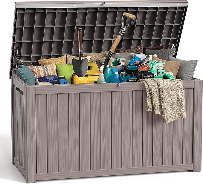 280 gallon Deck Boxes Resin Material Outside Storage Box Large Storage Bins with Lids Deck Boxes Outdoor Waterproof for Outdoor Use