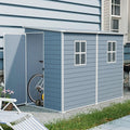 4x8 FT Outdoor Storage Shed Plastic Shed W/Floor,Resin Lean to Shed W/ 2 Windows & Lockable Door,Garden Tool House W/Air Vent & Sloped Roof,All Weather Waterproof for Backyard,Patio,Lawn,Grey