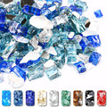 Grisun 10 Pound Fire Glass for Fire Pit - 1/2 inch Reflective Fire Glass Rocks, Decorative for Fireplace and Fire Table, Blend of Cobalt Blue, Caribbean Blue and Platinum