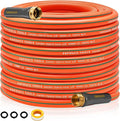 Heavy Duty Garden Hose – 5/8 Inch Flexible, Lightweight Hybrid Hose with 600 PSI Burst Pressure, Swivel Handle, and Durable Copper Male/Female Fittings (Orange, 100FT)