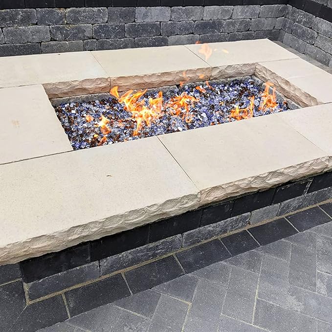 GRISUN 20 Pounds Fire Glass Mixed Color for Fire Pit - 1/2 Inch Reflective Tempered Glass Rocks for Natural or Propane Fireplace, Safe for Outdoors and Indoors, Pacific Blue, Copper, Ultra White