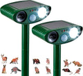 2 Pack Outdoor Solar Animal Repeller - Ultrasonic & Strobe Light, Deterrent for Cats, Dogs, Raccoons, Rabbits, Skunks, Foxes & More