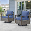 Belord Outdoor Swivel Rocker Chairs Set of 2 with Metal Wide Armrests, Patio Wicker Chairs, Glider Furniture for Porch, Deck, Sunroom, Backyard