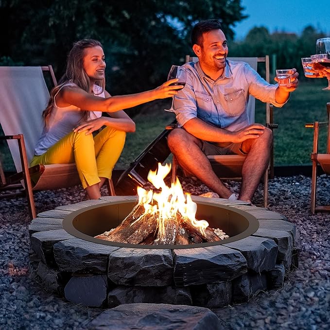 VEVOR Fire Pit Ring, 40-Inch Outer/36-Inch Inner Diameter, 8.5inch Height Fire Pit Insert, Heavy Duty Carbon Steel Liner DIY Campfire Ring Above or In-Ground, for Outdoor Camping, Bonfires