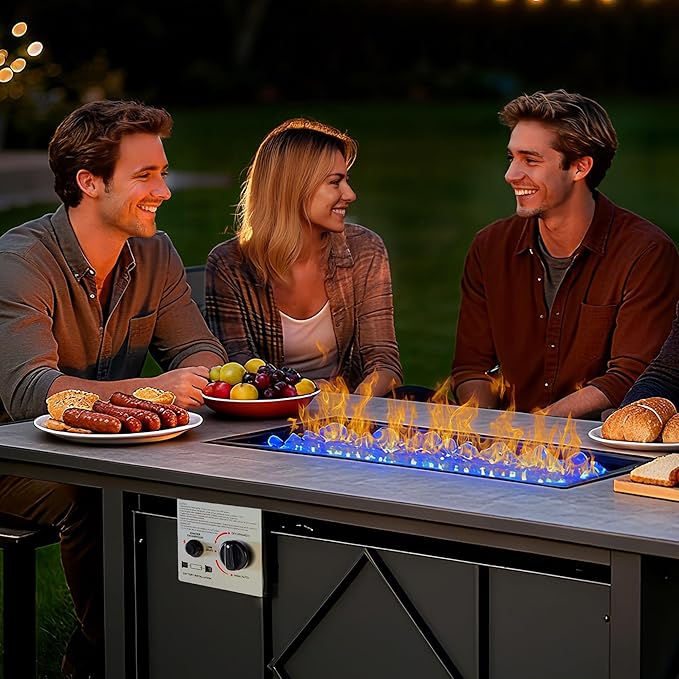Smug 43 Inch Propane Fire Pit Table, 50,000 BTU Outdoor Gas Fire Pit for Outside Patio Deck Garden Backyard Deck Balcony, CSA Certification