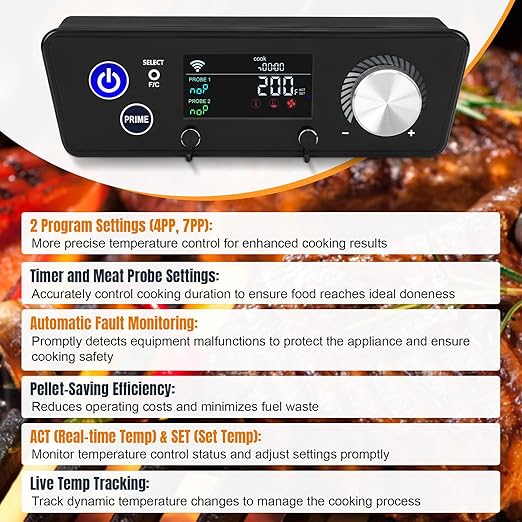 Smart PID Control Board for Pit Boss Vertical Pellet Smokers, WiFi Controller Board Compatible with PBV3P1/PBV4PS1/PBV5P1 Series, WiFi-Enabled APP Precise Temperature Control in Increments of 1 Degree