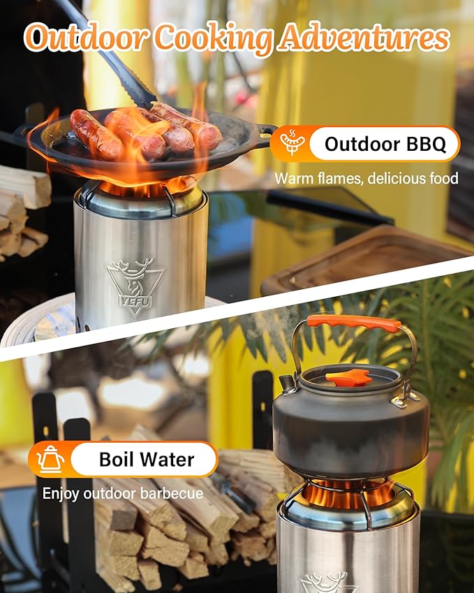 YEFU Tabletop Fire Pit Portable: Low Smoke Stove for Outdoor & Patio - Safe Burning Table Top Firepit Fueled by Pellets & Wood - with Travel Bag & 2 Mini Sticks & Fireproof Mat & Rack(7.5 x 5.5 in)