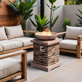 SUNBURY Outdoor Propane Fire Pit, Gas Fire Pit for Outside Patio, Stone Outdoor Fire Table Fire Column 40,000 BTU Propane Fire Tables Firepit Table w Lava Rocks, CSA Certified, Waterproof Cover