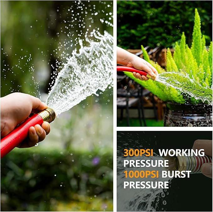 5/8" Garden Hose 30ft, -40℉ To 190℉ Hot/Cold, Heavy Duty,Flexible, 300psi Working, 1000psi Burst, 3/4" Brass Fittings with Hose Protector Coil Spring for Outdoor,Yard, Farm
