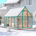 6 x 9 ft Greenhouse, Polycarbonate Walk-in Greenhouse with Aluminum Frame, Adjustable Roof Vent and Lockable Door, Easy Assembly, Green Houses for Outside, Garden, Backyard and Patio
