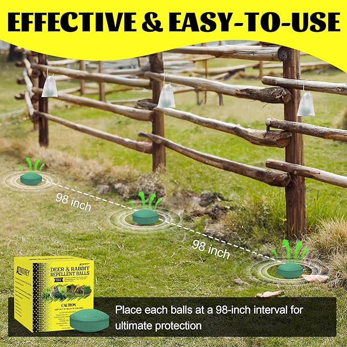 18 PCS Deer & Rabbit Repellent for Outdoor Plants, Natural Garden Yard Deterrent Balls, Long-Lasting Protection for Outdoor Trees, Flowers & Vegetables | Pet-Safe