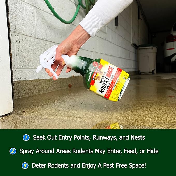 Nature’s MACE Rodent Repellent 40oz Concentrate, Covers 16,800 Sq. Ft.,Repel Mice & Rats, Keep Mice, Rats & Rodents Out of Home, Garage, Attic, and Crawl Space, Safe to Use Around Cildren & Pets