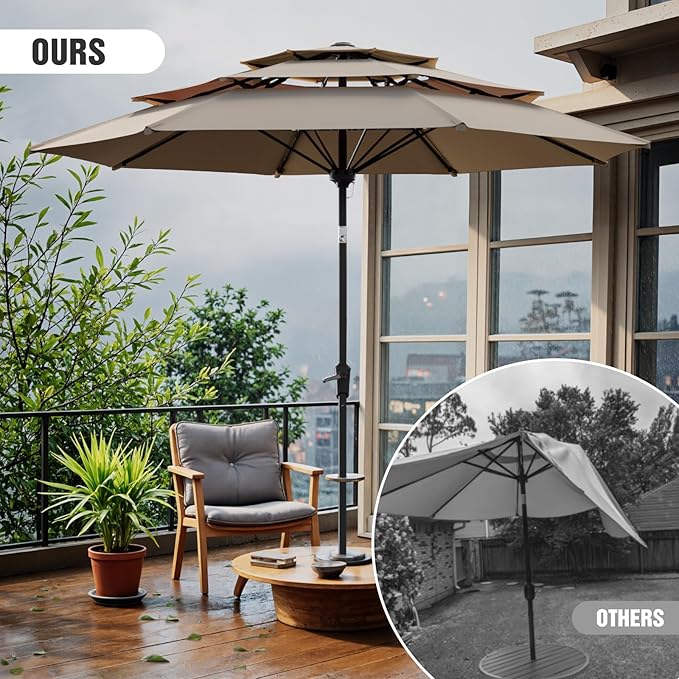 Patio Umbrellas, Pool Umbrella, Outdoor Umbrella with Push Button Tilt/Crank, Deck Umbrellas, Market Umbrela Table for Backyard, Deck, Garden, Pool