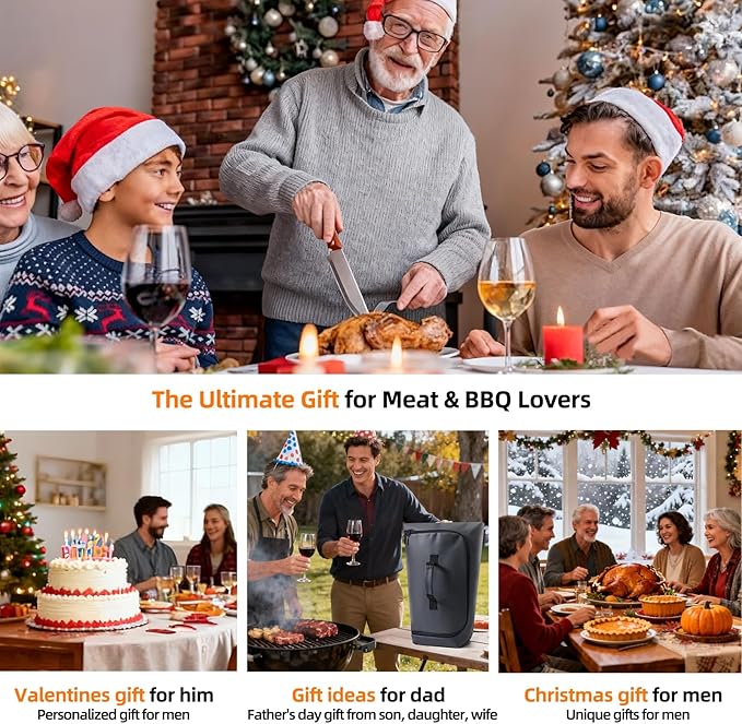 BBQ Blanket for Resting Meat, Leak-Proof Insulated Meat Resting Bag, 270°Top Opening for Large Briskets, Turkey, Washable Smoker Accessories Gifts for Men, Christmas Stocking Stuffers for BBQ Lovers