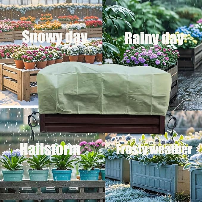 EJW Planter Cover, Frost Cloth, 39'' x 17.7'' x 15.7'' Frost Cloths for Outdoor Plants,Garden Covers for Winter, Planter Covers for Winter, Plant Covers Freeze Protection，4PACK