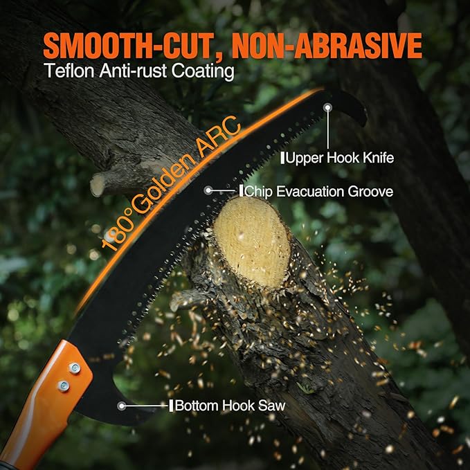 Lineslife 25ft Tree Pole Pruner Manual,Branches Trimmer Tree Branch,Hand Pole Saws Extendable Height