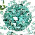Fire Glass for Propane Fire Pit, 1/2 Inch High Reflective Fireplace Glass Rocks for Fire Pit Table, 10 lbs Fire Pit Glass Rocks for Outdoor Fire Table and Landscaping, Light Green