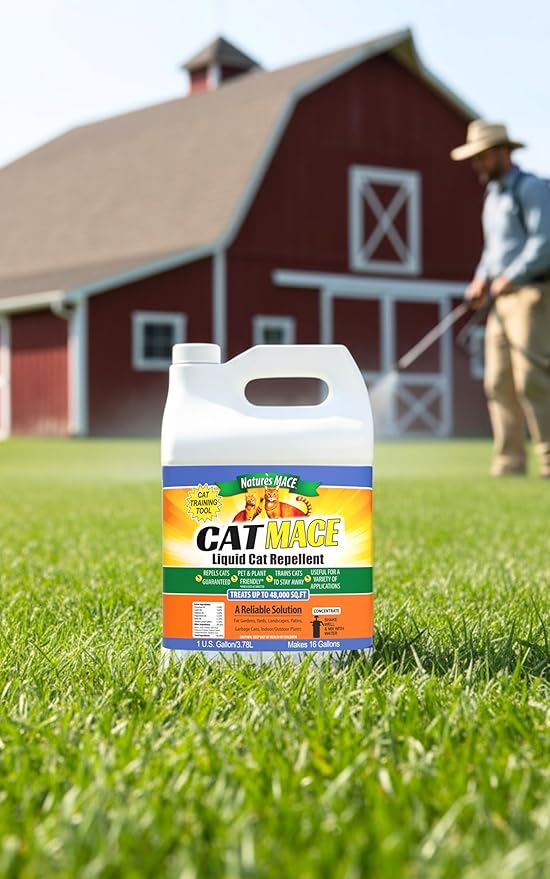 Nature's Mace Cat Mace Cat Repellent, Pets Training Tool, Outdoor & Indoor, Home, Liquid Spray Deterrent, Landscaped, Marking, Anti-Scratch, Garden & Furniture Protector, Ready-to-Use, 1 Gallon Spray