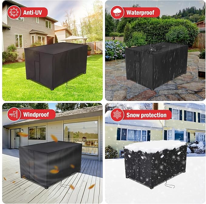 Fire Pit Cover Rectangular 56 Inch - Waterproof Outdoor Fire Table Cover Rectangle Heavy Duty, 600D Patio Propane Gas Firepit Cover Rectangular Tear Weather Resistant - 56 x 26 x 26 Inch