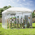 AMERLIFE 10×10×8.5 FT Pop-up Greenhouses for Outdoors Indoor with Adjustable Sturdy Frame, Portable Walk in Greenhouse with 2 Roll-up Zipper Doors, Windows and PE Cover, White