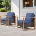 Belord Patio Wicker Chairs Set of 2-350 LBS Weight Capacity Wicker Outdoor Club Chair Set with Metal Wide Armrests for Porch Deck Sunroom Backyard