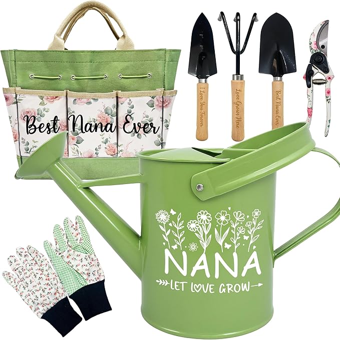 Nana Gifts, Garden Kit for Christmas Nana Gifts from Grandkids Floral Gardening Tools and Durable Garden Tools Organizer Tote, Ideal Gardening Set for Women on Christmas Plant Lover Present