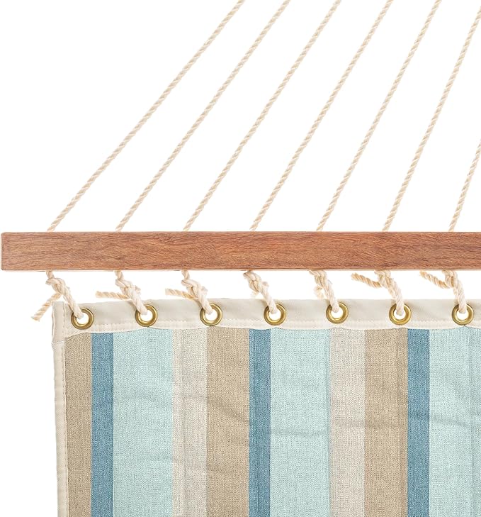 Nags Head Hammocks Gateway Mist Sunbrella Quilted Hammock – 13 ft. x 55 in., 450 lb Capacity, Cumaru Spreader Bar, Galvanized Hardware, Handcrafted in The Carolinas