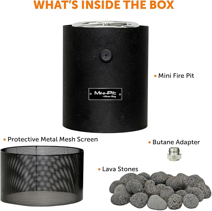 Flame King Mini Tabletop Fire Pit, Dual Fuel Propane and Butane, Smokeless Odorless Flame, Portable Great for Outdoor