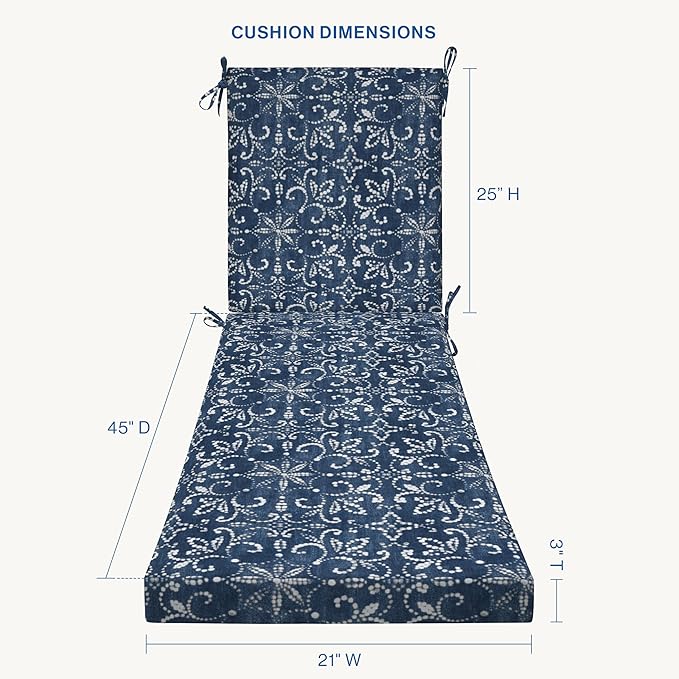 Honeycomb Outdoor Essentials Chaise Lounge, 21 x 70, Boheme Chair Cushion for Patio Furniture