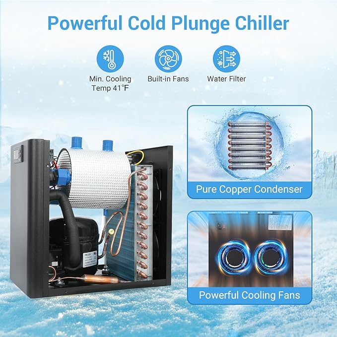Ice Bath Chiller & Cold Plunge Tub Kit, 1/3 HP Cold Plunge Chiller with External Filter & Pump, 100Gal Ice Pod, Cold Plunge Tub with Water Chiller for Cold Therapy
