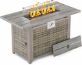 Dineli 43-Inch Rectangular Propane Fire Pit Firepits for Outside Patio Fire Pit Table, Gas Fire Pits with Adjustable Feet, Tabletop Fire Pits for Backyard Deck Balcony, 50,000 BTU, Light Brown