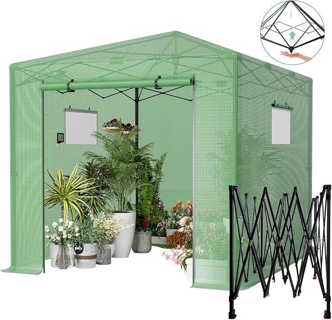 Pop Up Greenhouse, 8x12 FT Pop Up Green House for Outdoors, Portable Greenhouses, Walk-in Greenhouses, Popup Greenhouse Kit, Easy Set Up