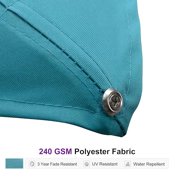 PURPLE LEAF 11' X 15' Rectangle Patio Umbrella Large Cantilever Outdoor Aluminum Offset Umbrella with 360° Rotation Cantilever Umbrella with Base Included for Garden Deck Backyard Pool Turquiose Blue