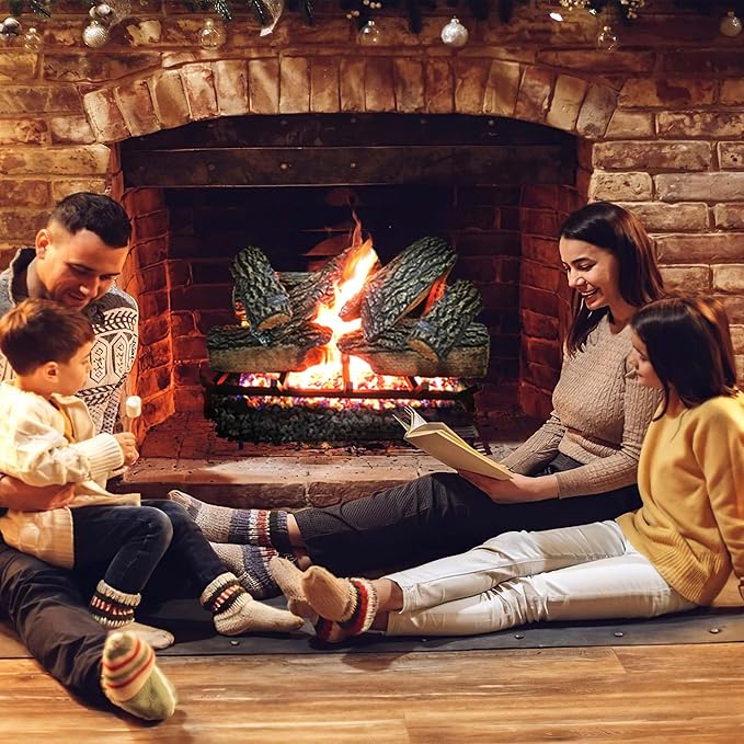 30" Premium Gas Logs - Match Light Kit Included - for Natural Gas Vented Fireplaces - Blazing Oak Design (Logs + Match Light Kit)