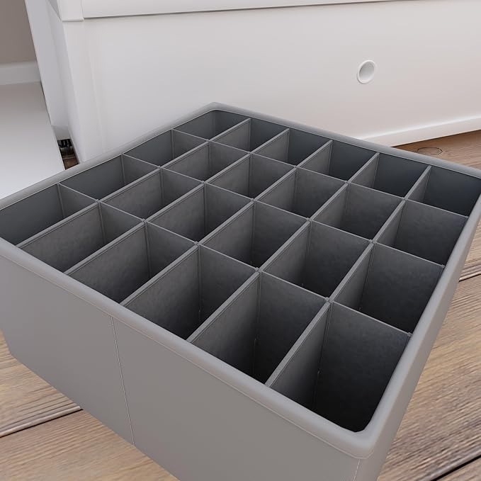 Martha Stewart Essential Collapsible Stackable Decorative Home Storage Organization With Lidded Tops, Lidded Storage Organizer, Grey