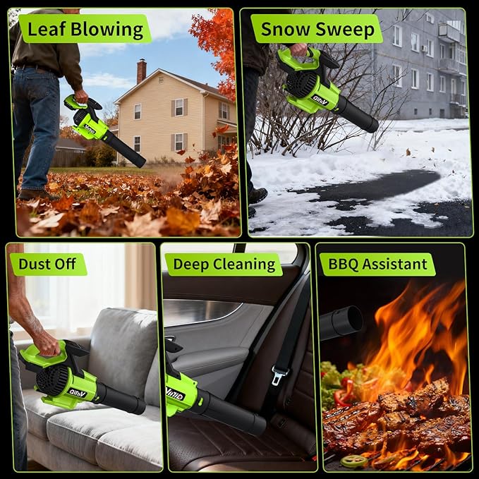 Vinid Leaf Blower Cordless, 21V Powerful Brushless Electric Leaf Cleaner Lightweight, 32,000 RPM, 710 CFM, with 2×4.0Ah Batteries and Charger, 3 Speed Modes, Suitable for Lawn Care, Garden and Patio