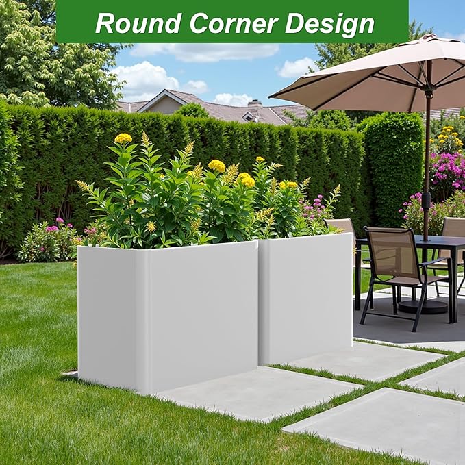 Metal Rectangular Planter Box 36" L x 15" W x 24" H,Rectangular Tall Planters for Outdoor Plants with Removable Insert Shelves & 4 Drainage Holes for Patio, Yard & Porch