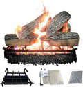 18" Premium Gas Logs - Match Light Kit Included - for Natural Gas Vented Fireplaces - Blazing Oak Design (Logs + Match Light Kit)