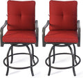 Kozyard Isabella Outdoor Patio High Swivel Bar Stools/Chairs,Counter Height Tall Patio Swivel Chairs, for Bistro Set for 2, Backyard, Cafes, Bistro, Restaurants and Chic Bars (Burgundy)