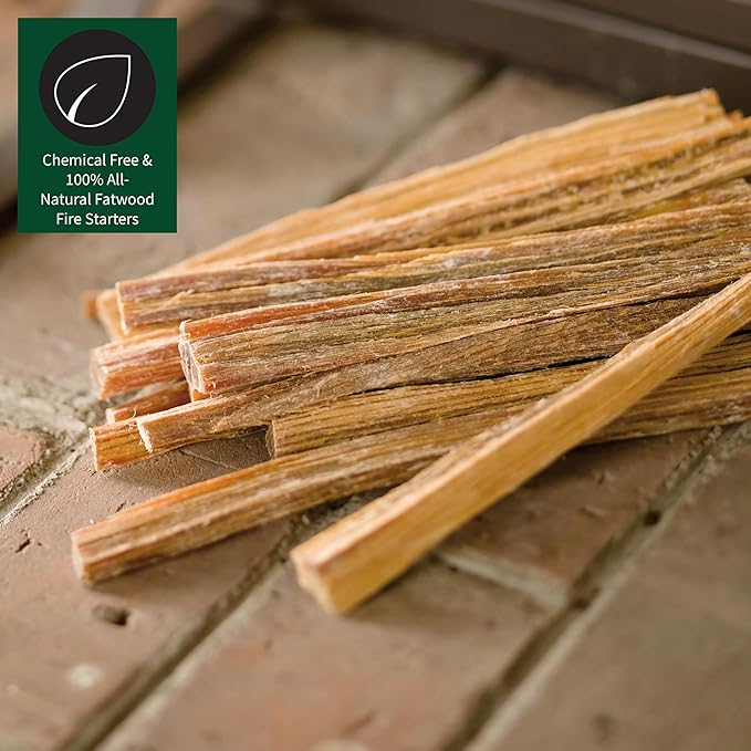 Plow & Hearth 11 LBS Fatwood Fire Starter Sticks Organic Kindling, Easy Ignition Fat Wood, All Natural Firestarters for Fire Pit, Wood Stoves, Fireplaces, Campfires, Bonfires, BBQ