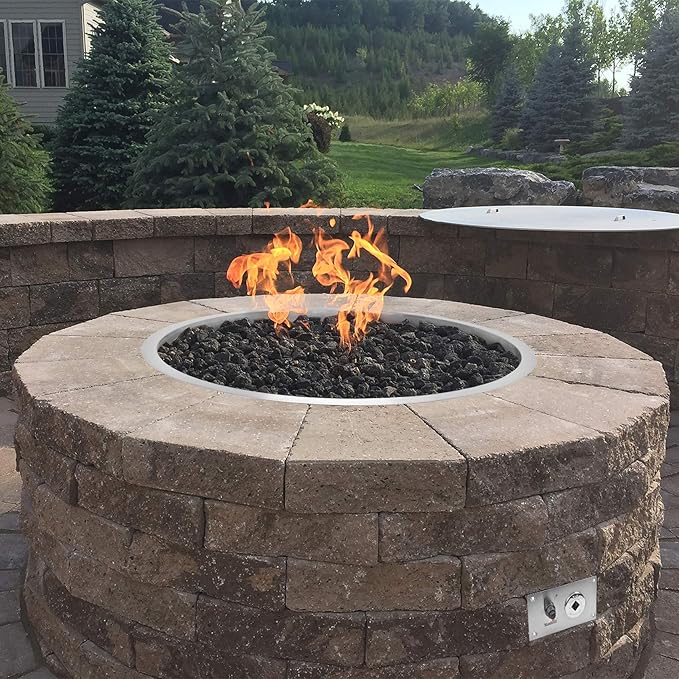 Stanbroil 19 Inch Drop-in Round Fire Pit Kit with Spark Ignition Kit, Propane Gas Version, 304 Stainless Steel