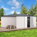 AECOJOY 12' x 14' Outdoor Storage Shed, Large 14x12 Metal Sheds & Outdoor Storage Clearance Steel Yard Shed with Lockable Doors, Utility Tool Storage Garden Shed for Backyard, Patio and Outside use