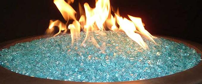 Hiland RGLASS-AQ Pit Fire Glass i n Aqua, Extreme Tempature Rating, Good for Propane or Natural Gas, 10 Pounds, 10 lb