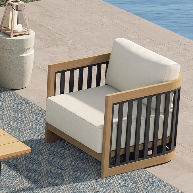 Ulax furniture Patio Aluminum Club Chair Lounge Chairs with Cushions