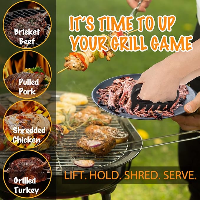 Stocking Stuffers for Men, Meat Claws for Shredding, Solid Heavy Duty Chicken Shredder Tool Bear Claws - Funny Smoker Accessories for BBQ Grilling Christmas Gifts for Dad - One Pair