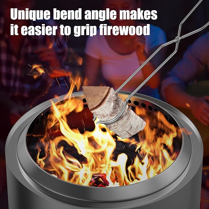 BBQ-PLUS Stainless Steel Fire Pit Tool Kits for Outdoor Fire Pits,Fire Poker & Firewood Tongs & Roasting Sticks Accessroies for Backyard,Picnic BBQ, Fireplace Fire Pit Tools