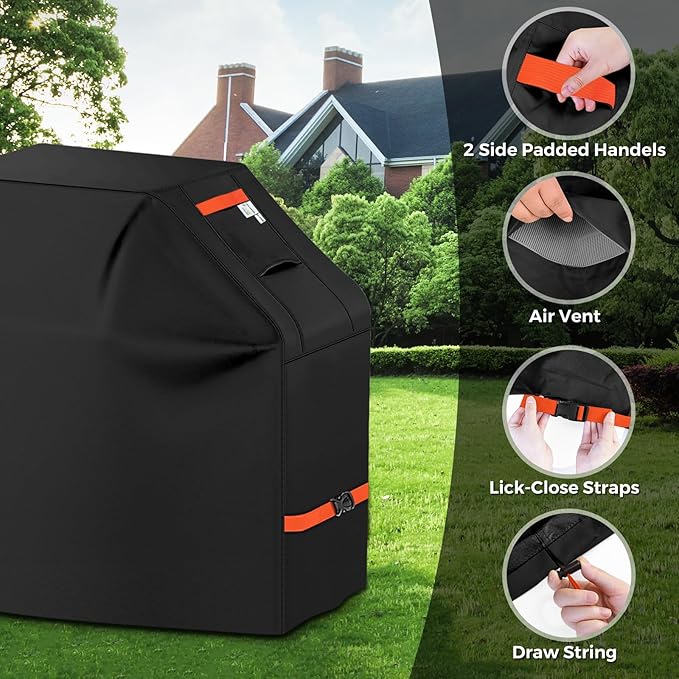 59" Grill Cover BBQ Gas Grill Cover for Outdoor Grills Thick Heavy Duty Covers All Weather Protection Griddle Covers for Weber, Genesis, Charbroil, Black